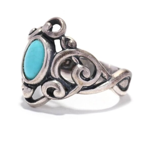 Carolyn Pollack Sterling Silver Turquoise Ring (size 7) - Picture 3 of 6